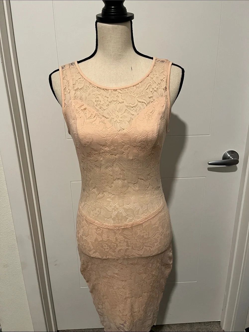 Bebe Lace Sheer Waist Sleeveless Pink Dress Cottagecore Coquette Event Party
